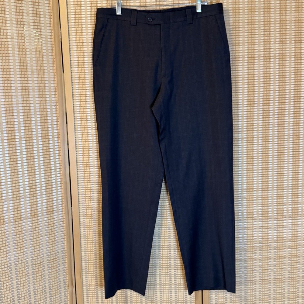 Linea Naturale Italian Men's 35x38 Pants Dress 100% Wool Office Formal Plaid